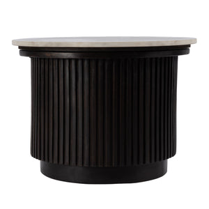Butler Specialty Butler Georgia 22" Ribbed Marble And Wood Side Table - Elegant Accent For Living Rooms & Bedrooms Brown,White Mango Wood,Marble 5823389-butler