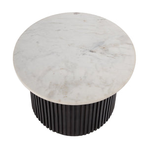 Butler Specialty Butler Georgia 22" Ribbed Marble And Wood Side Table - Elegant Accent For Living Rooms & Bedrooms Brown,White Mango Wood,Marble 5823389-butler