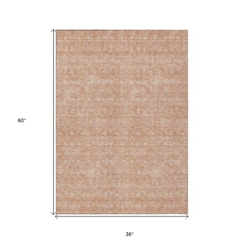 Homeroots 3' Floral Washable Area Rug In Artichoke Green Mint Green & Ivory For Indoor/Outdoor Spaces 3' X 5' Polyester 582338
