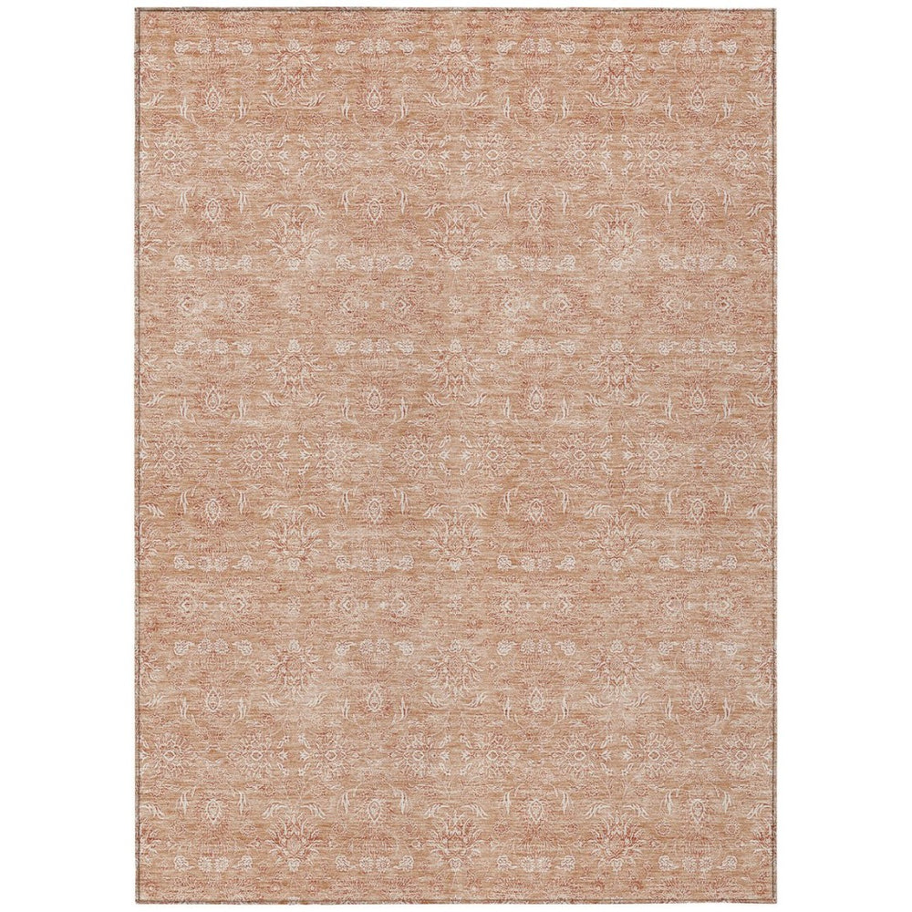HomeRoots 5' Copper and Beige Floral Area Rug - Stylish, Washable Indoor/Outdoor Design for Busy Homes 5' X 8' 582339