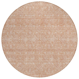 HomeRoots 5' Copper and Beige Floral Area Rug - Stylish, Washable Indoor/Outdoor Design for Busy Homes 8' Round 582340
