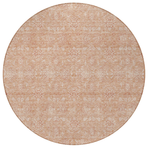 Homeroots 3' Floral Washable Area Rug In Artichoke Green Mint Green & Ivory For Indoor/Outdoor Spaces 8' Round Polyester 582340