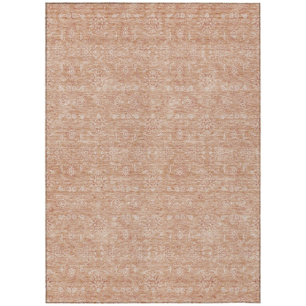 HomeRoots 5' Copper and Beige Floral Area Rug - Stylish, Washable Indoor/Outdoor Design for Busy Homes 8' X 10' 582341