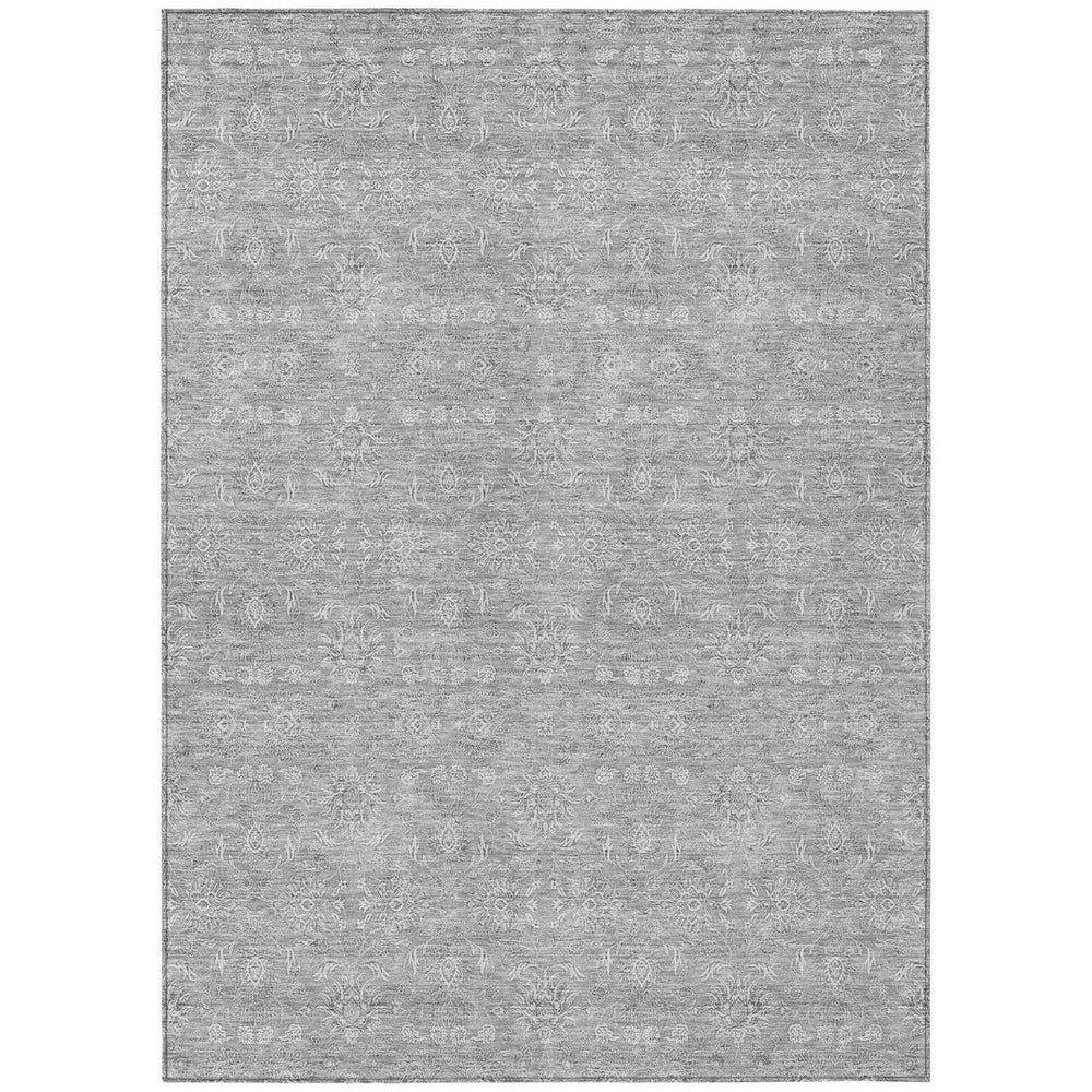 HomeRoots 5' Elegant Gray Silver and Ivory Floral Area Rug - Durable Indoor Outdoor Design for Any Space 5' X 8' 582345