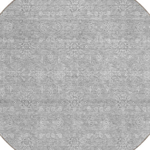 Homeroots 3' Floral Washable Area Rug In Artichoke Green Mint Green & Ivory For Indoor/Outdoor Spaces 8' Round Polyester 582346