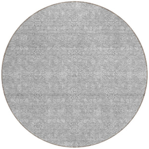 Homeroots 3' Floral Washable Area Rug In Artichoke Green Mint Green & Ivory For Indoor/Outdoor Spaces 8' Round Polyester 582346