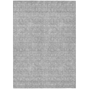HomeRoots 9' Gray Silver and Ivory Floral Area Rug - Stylish, Durable, Washable for Indoor and Outdoor Spaces 9' X 12' 582348