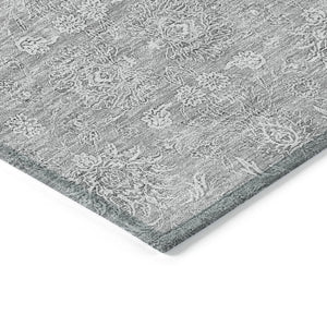 Homeroots 3' Floral Washable Area Rug In Artichoke Green Mint Green & Ivory For Indoor/Outdoor Spaces 9' X 12' Polyester 582348