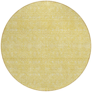 Homeroots 3' Floral Washable Area Rug In Artichoke Green Mint Green & Ivory For Indoor/Outdoor Spaces 8' Round Polyester 582352