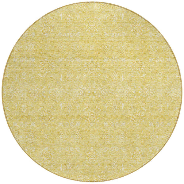 Homeroots 3' Floral Washable Area Rug In Artichoke Green Mint Green & Ivory For Indoor/Outdoor Spaces 8' Round Polyester 582352