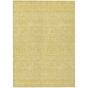 HomeRoots 5' Vibrant Yellow Gold and Ivory Floral Washable Area Rug for Indoor and Outdoor Spaces, Durable Design 8' X 10' 582353