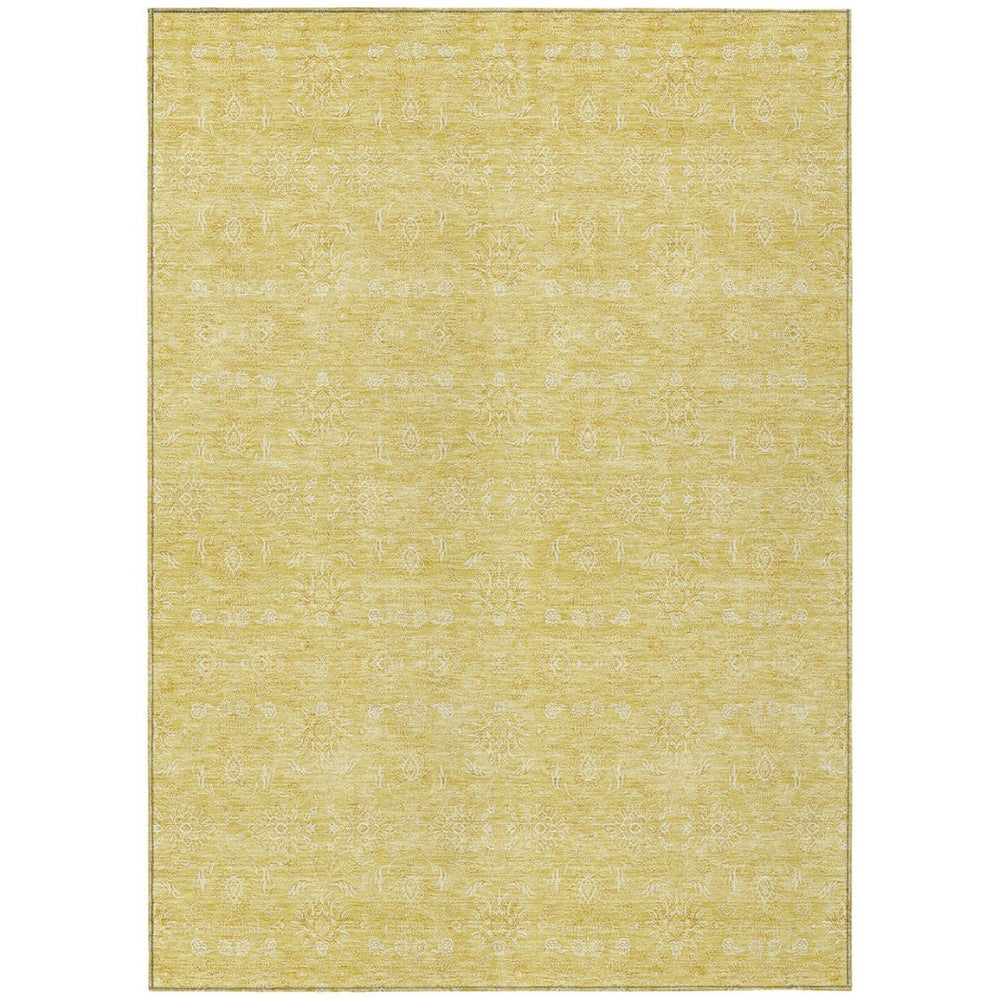 HomeRoots 9' Elegant Yellow Gold and Ivory Floral Indoor Outdoor Area Rug for Timeless Home Style and Durability 9' X 12' 582354