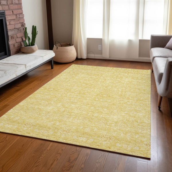 Homeroots 3' Floral Washable Area Rug In Artichoke Green Mint Green & Ivory For Indoor/Outdoor Spaces 9' X 12' Polyester 582354