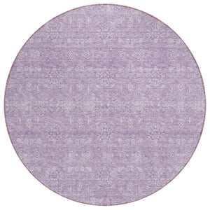 HomeRoots 5' Elegant Lavender Floral Area Rug for Indoor & Outdoor Use – Durable, Washable, Easy-Care Design 8' Round 582358