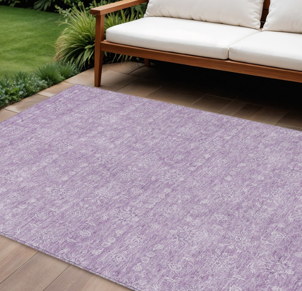 HomeRoots 9' Elegant Floral Indoor Outdoor Area Rug in Lavender Lilac and Ivory for Stylish Living Spaces 9' X 12' 582360