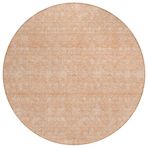 HomeRoots 5' Peach and Ivory Floral Area Rug - Stylish, Washable Design for Indoor and Outdoor Spaces 8' Round 582364
