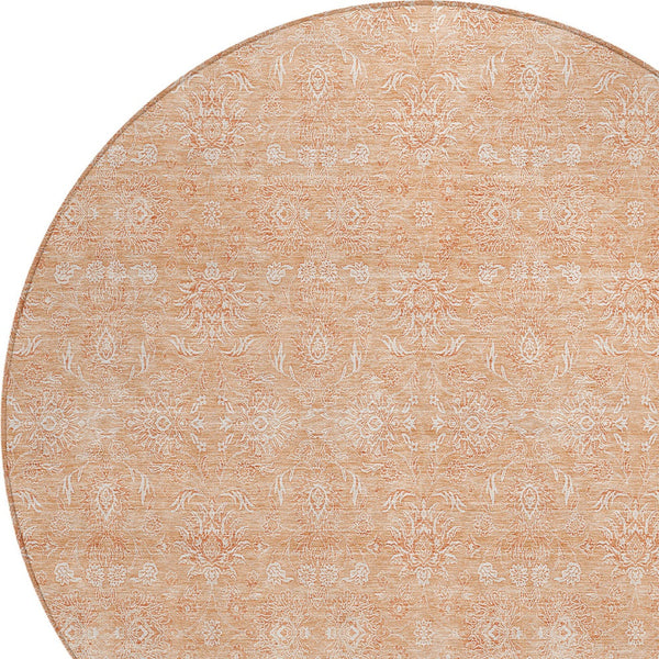 Homeroots 3' Floral Washable Area Rug In Artichoke Green Mint Green & Ivory For Indoor/Outdoor Spaces 8' Round Polyester 582364