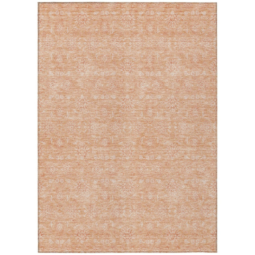 HomeRoots 5' Peach and Ivory Floral Area Rug - Stylish, Washable Design for Indoor and Outdoor Spaces 10' X 14' 582367