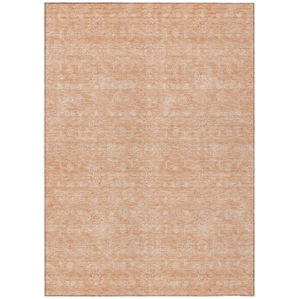 HomeRoots 5' Peach and Ivory Floral Area Rug - Stylish, Washable Design for Indoor and Outdoor Spaces 10' X 14' 582367