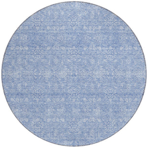 Homeroots 3' Floral Washable Area Rug In Artichoke Green Mint Green & Ivory For Indoor/Outdoor Spaces 8' Round Polyester 582370