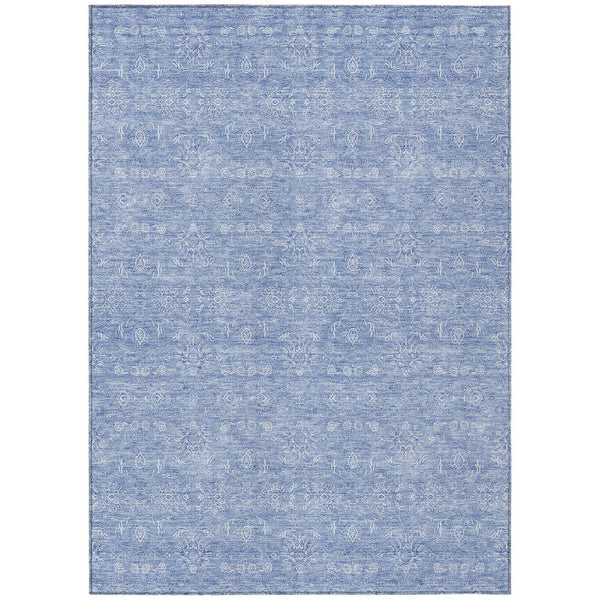 HomeRoots 9' Sky Blue and Ivory Floral Area Rug – Machine Washable, Durable, Indoor/Outdoor Charm for Any Space 9' X 12' 582372