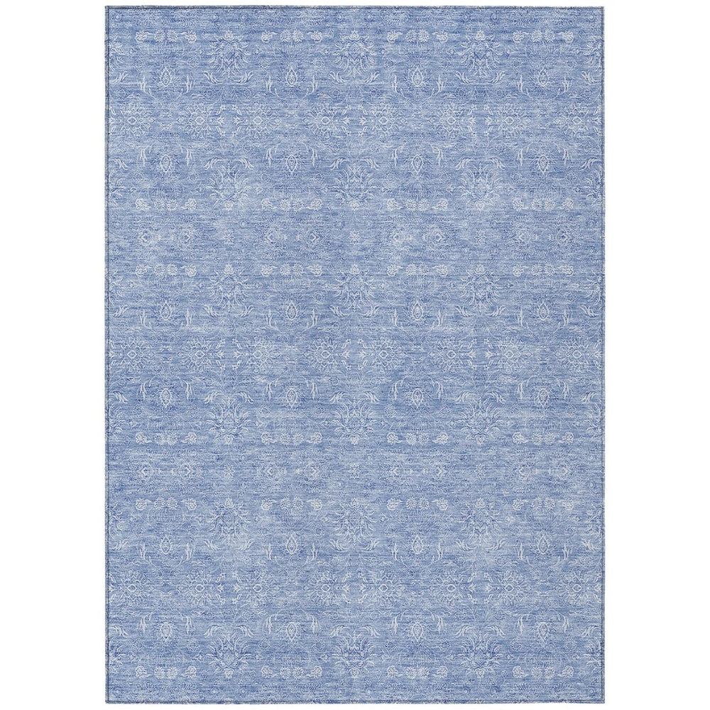 HomeRoots 5' Sky Blue and Ivory Floral Area Rug – Stylish, Durable, and Machine Washable for Indoor & Outdoor Use 10' X 14' 582373