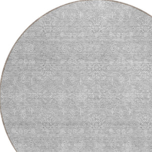 Homeroots 3' Floral Washable Area Rug In Artichoke Green Mint Green & Ivory For Indoor/Outdoor Spaces 8' Round Polyester 582376