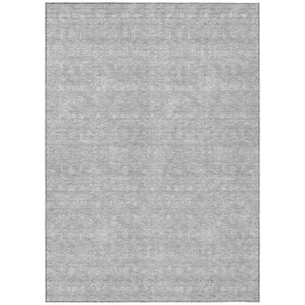 HomeRoots 5' Silver Gray and Ivory Floral Area Rug - Elegant, Durable, Machine Washable for Indoor/Outdoor Use 8' X 10' 582377