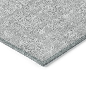 Homeroots 3' Floral Washable Area Rug In Artichoke Green Mint Green & Ivory For Indoor/Outdoor Spaces 8' X 10' Polyester 582377