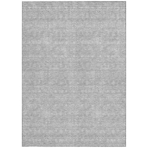 HomeRoots 9' Silver Gray and Ivory Floral Area Rug - Elegant, Washable Design for Indoor and Outdoor Spaces 9' X 12' 582378