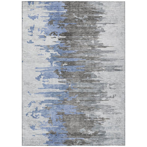 HomeRoots 9' Blue Gray and Silver Abstract Area Rug - Durable, Washable Design for Indoor and Outdoor Spaces 9' X 12' 582384