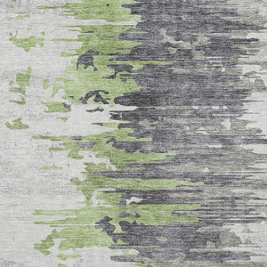 Homeroots 3' Blue Gray And Silver Abstract Washable Area Rug For Indoor And Outdoor Spaces - Durable Design 3' X 5' Polyester 582386