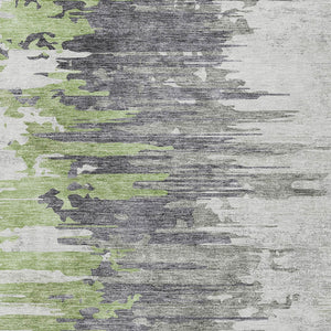 Homeroots 3' Blue Gray And Silver Abstract Washable Area Rug For Indoor And Outdoor Spaces - Durable Design 5' X 8' Polyester 582387