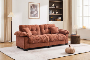 English Elm Casual Three Seat Chenille Sofa with Pleated Front Detail for Modern Living Spaces W2100S00314