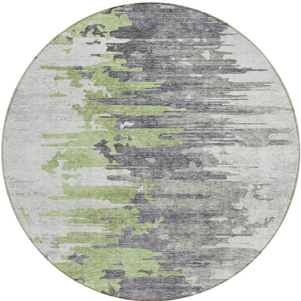 Homeroots 3' Blue Gray And Silver Abstract Washable Area Rug For Indoor And Outdoor Spaces - Durable Design 8' Round Polyester 582388