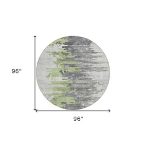 Homeroots 3' Blue Gray And Silver Abstract Washable Area Rug For Indoor And Outdoor Spaces - Durable Design 8' Round Polyester 582388