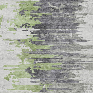 Homeroots 3' Blue Gray And Silver Abstract Washable Area Rug For Indoor And Outdoor Spaces - Durable Design 8' X 10' Polyester 582389