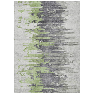 HomeRoots 9' Green and Silver Abstract Area Rug - Stylish, Washable, Durable for Indoor and Outdoor Spaces 9' X 12' 582390
