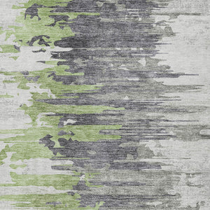 Homeroots 3' Blue Gray And Silver Abstract Washable Area Rug For Indoor And Outdoor Spaces - Durable Design 9' X 12' Polyester 582390