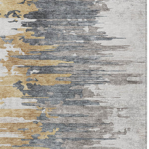 Homeroots 3' Blue Gray And Silver Abstract Washable Area Rug For Indoor And Outdoor Spaces - Durable Design 3' X 5' Polyester 582392