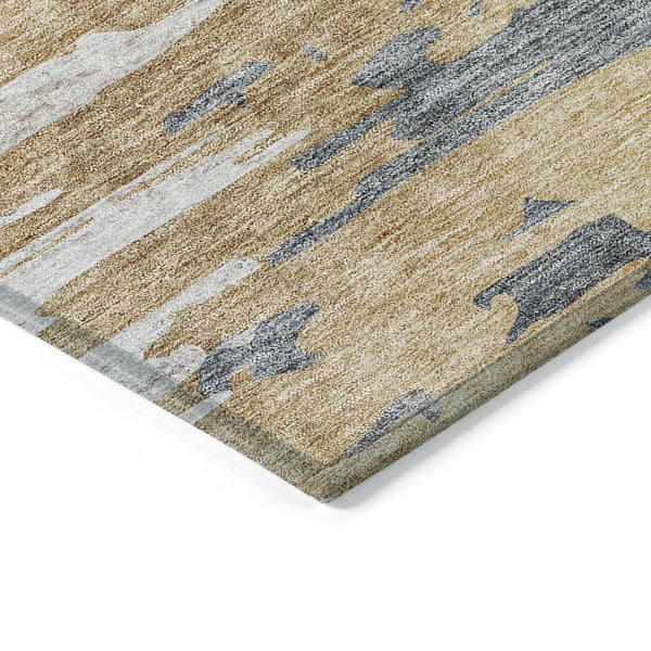 Homeroots 3' Blue Gray And Silver Abstract Washable Area Rug For Indoor And Outdoor Spaces - Durable Design 5' X 8' Polyester 582393