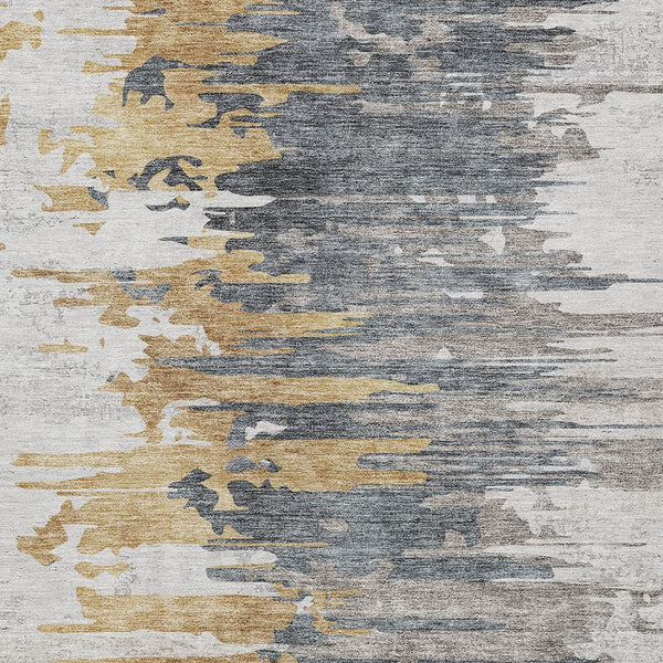 Homeroots 3' Blue Gray And Silver Abstract Washable Area Rug For Indoor And Outdoor Spaces - Durable Design 5' X 8' Polyester 582393