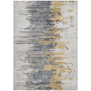 Homeroots 3' Blue Gray And Silver Abstract Washable Area Rug For Indoor And Outdoor Spaces - Durable Design 8' X 10' Polyester 582395