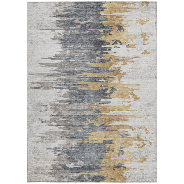 Homeroots 3' Blue Gray And Silver Abstract Washable Area Rug For Indoor And Outdoor Spaces - Durable Design 8' X 10' Polyester 582395