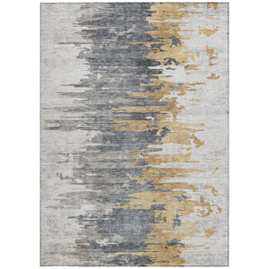 Homeroots 3' Blue Gray And Silver Abstract Washable Area Rug For Indoor And Outdoor Spaces - Durable Design 9' X 12' Polyester 582396