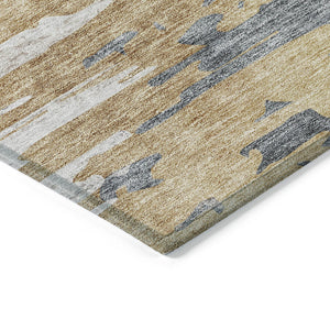 Homeroots 3' Blue Gray And Silver Abstract Washable Area Rug For Indoor And Outdoor Spaces - Durable Design 10' X 14' Polyester 582397