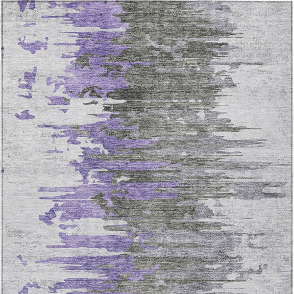 Homeroots 3' Blue Gray And Silver Abstract Washable Area Rug For Indoor And Outdoor Spaces - Durable Design 3' X 5' Polyester 582398