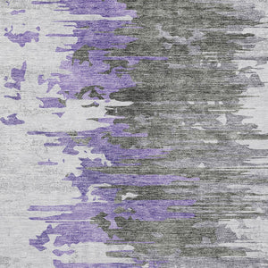 Homeroots 3' Blue Gray And Silver Abstract Washable Area Rug For Indoor And Outdoor Spaces - Durable Design 5' X 8' Polyester 582399