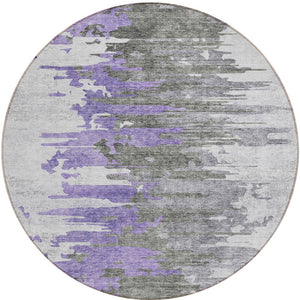 Homeroots 3' Blue Gray And Silver Abstract Washable Area Rug For Indoor And Outdoor Spaces - Durable Design 8' Round Polyester 582400