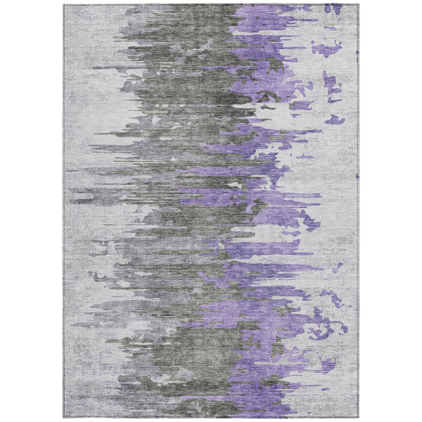 Homeroots 3' Blue Gray And Silver Abstract Washable Area Rug For Indoor And Outdoor Spaces - Durable Design 9' X 12' Polyester 582402